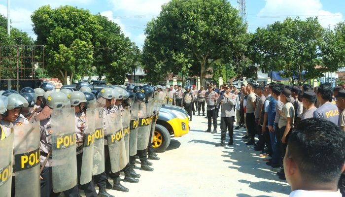 Polres Lampung Tengah Gelar Simulasi Sispam Kota, Kapolres Pimpin Langsung Kegiatan