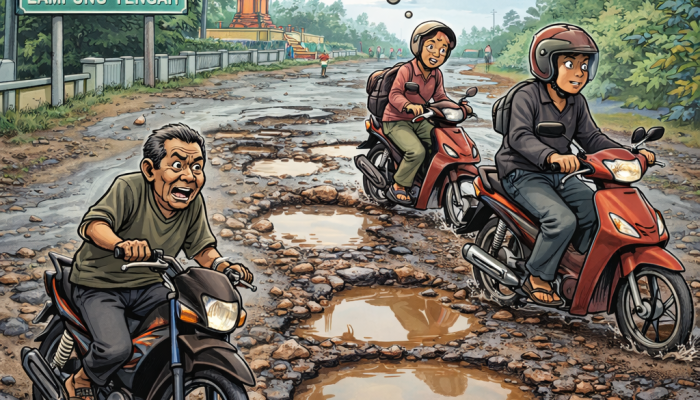 Jalan Rusak di Gunung Sugih Ibu Kota Lampung Tengah Dikeluhkan, Warga: Jangan Tunggu Korban!